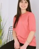 4YV37 Gül kurusu ajurlu kısa kol triko