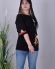 76009 Siyah carfield baskılı penye